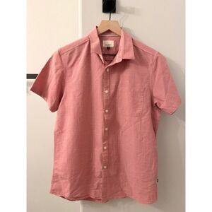 Civil Society Button Down Shirt Mens S Pink Short Sleeve Slub Texture Casual